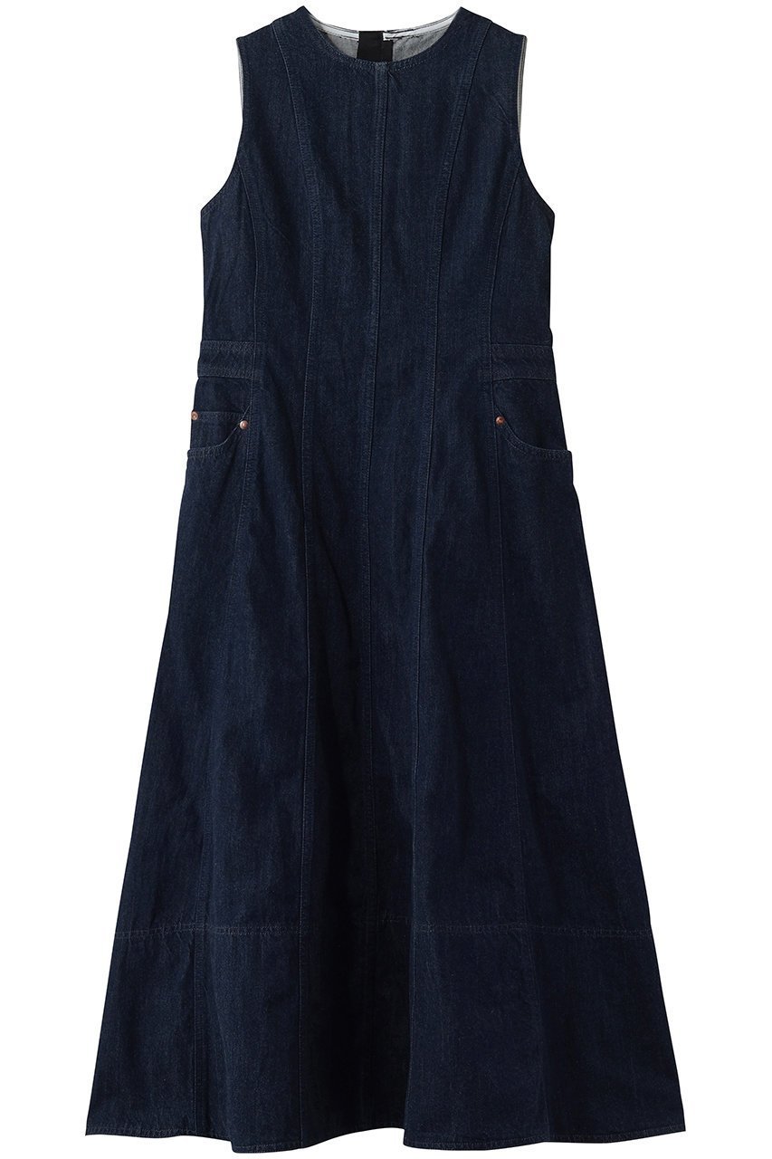 【ランバン オン ブルー/LANVIN en Bleu】のLee×LANVIN en Bleuデニムワンピース インテリア・キッズ・メンズ・レディースファッション・服の通販 founy(ファニー) 　ファッション　Fashion　レディースファッション　Fashion for Women　ワンピース　Dresses　チュニック　Tunic Tops & Dresses　チュニック　Tunic, Long Top　デニム　Denim, Jeans Material　ファブリック　Fabric, Textile　フレア　Flare, Flared　ブリーチ　Bleach, Washed Finish　ポケット　Pocket, Pocket Detail　ロング　Long, Long-Length　再入荷　Restock / Back in Stock　エレガント 上品　Elegant　ネイビー|ID: prp329100004910525 ipo3291000000036792747