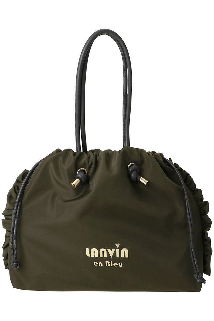 【ランバン オン ブルー/LANVIN en Bleu】のサイドフリルドロストトートバッグ小 インテリア・キッズ・メンズ・レディースファッション・服の通販 founy(ファニー) https://founy.com/ ファッション Fashion レディースファッション Fashion for Women バッグ Bags タフタ Taffeta, Structured Fabric フェイクレザー Faux Leather, PU Leather フリル Frill, Ruffle プリント Print, Printed Pattern メタル Metal, Metal Parts 巾着 Drawstring Bag, Kinchaku |ID: prp329100004910527 ipo3291000000036792765