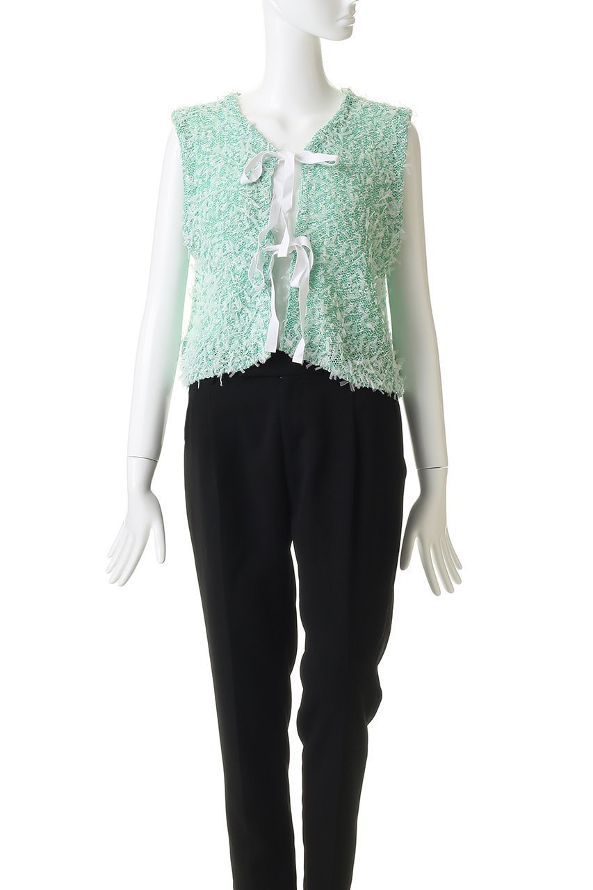 【アダワス/ADAWAS】のチュール ヤーンベスト 人気、トレンドファッション・服の通販 founy(ファニー) 　ファッション　Fashion　レディースファッション　Fashion for Women　トップス・カットソー　Cut & Sew Tops　ニット　Knit Tops & Sweaters　ベスト&ジレ / 重ね着スタイル　Vests & Gilets　カジュアルプルオーバー・ニットトップス　Pullovers & Knit Tops / Casual Pullovers　クロップド　Cropped, Short Length　シンプル　Simple, Minimal　チュール　Tulip, Tulip Motif　フレア　Flare, Flared　フロント　Front, Front Design　ベスト　Vest, Waistcoat　リボン　Ribbon, Bow　ループ　Loop, Loop Knit　ワイド　Wide, Wide Fit　other-6|ID: prp329100004910529 ipo3291000000036792803