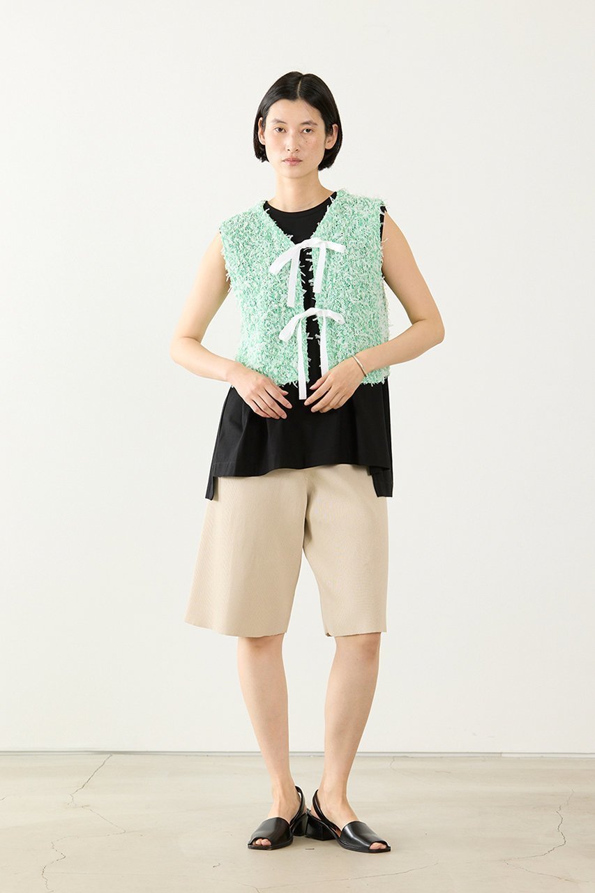 【アダワス/ADAWAS】のチュール ヤーンベスト 人気、トレンドファッション・服の通販 founy(ファニー) 　ファッション　Fashion　レディースファッション　Fashion for Women　トップス・カットソー　Cut & Sew Tops　ニット　Knit Tops & Sweaters　ベスト&ジレ / 重ね着スタイル　Vests & Gilets　カジュアルプルオーバー・ニットトップス　Pullovers & Knit Tops / Casual Pullovers　クロップド　Cropped, Short Length　シンプル　Simple, Minimal　チュール　Tulip, Tulip Motif　フレア　Flare, Flared　フロント　Front, Front Design　ベスト　Vest, Waistcoat　リボン　Ribbon, Bow　ループ　Loop, Loop Knit　ワイド　Wide, Wide Fit　other-7|ID: prp329100004910529 ipo3291000000036792804