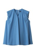 【エムフィル/M Fil】のポリエステル コットン ストレッチブロード ギャザーノースリーブブラウス ブルー|ID: prp329100004910545 ipo3291000000036792941