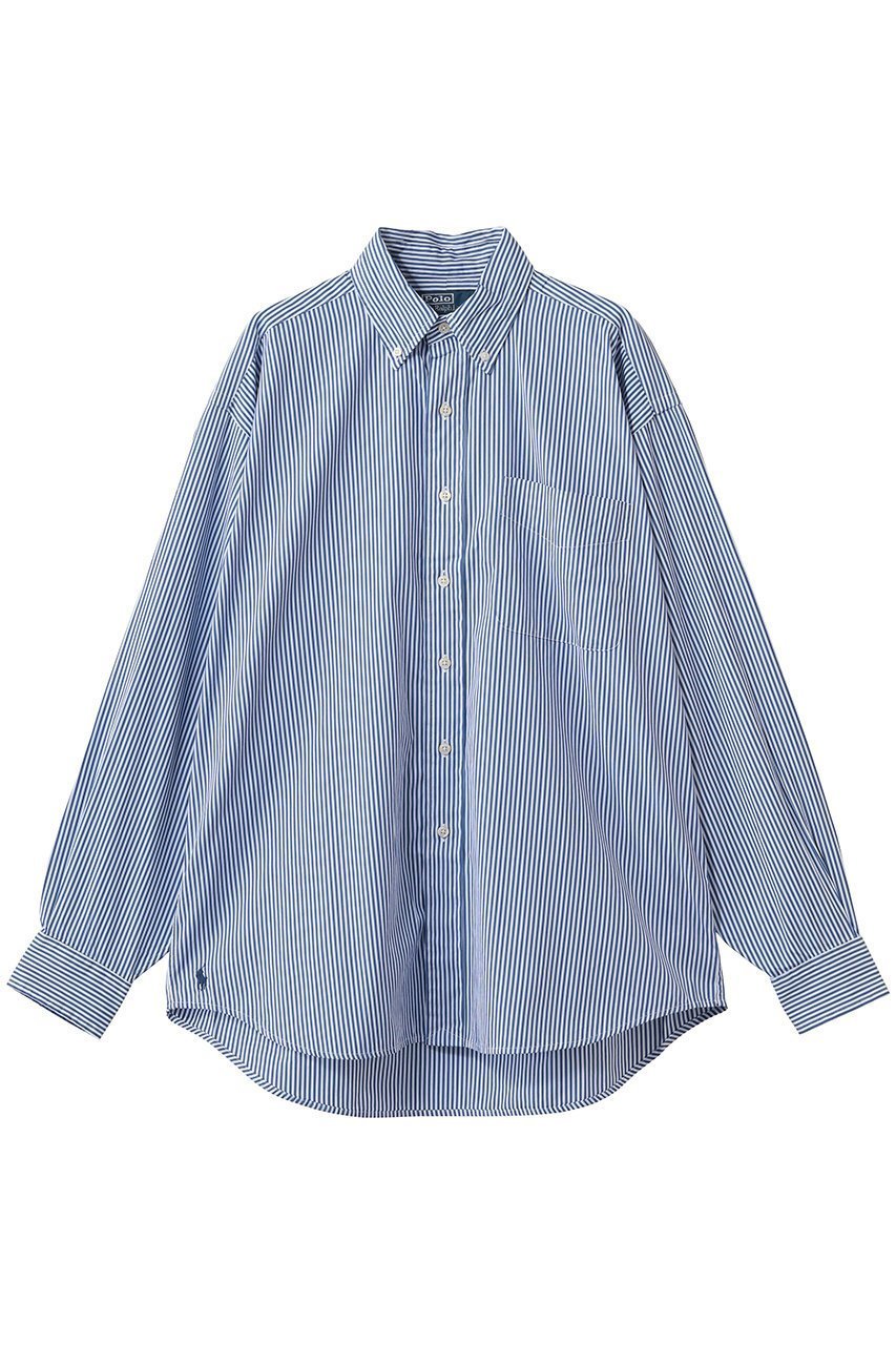 【プルミエ アロンディスモン/1er Arrondissement】の【RALPH LAUREN】ボタンダウンシャツ インテリア・キッズ・メンズ・レディースファッション・服の通販 founy(ファニー) 　ファッション　Fashion　レディースファッション　Fashion for Women　トップス・カットソー　Cut & Sew Tops　シャツ・ブラウス・オフィスカジュアル　Elegant Blouses & Button-Ups　シンプル　Simple, Minimal　スリーブ　Sleeve, Long Sleeve / Short Sleeve　デニム　Denim, Jeans Material　ビッグ　Big, Oversized　ミックス　Mix, Mixed Style　ロング　Long, Long-Length　ストライプ|ID: prp329100004910558 ipo3291000000036793043