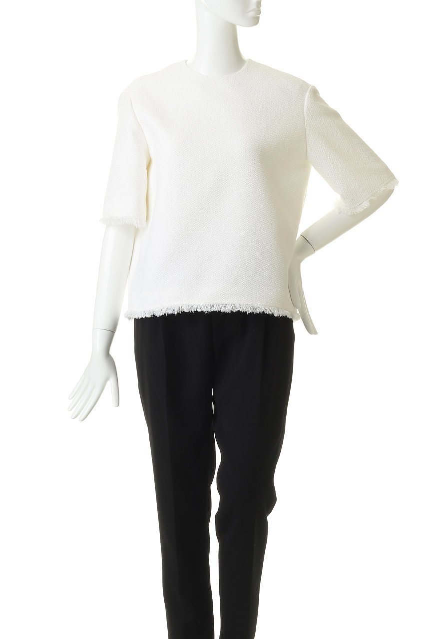 【ジェイドット/j.】のコットン混ツイード コンパクトブラウス 人気、トレンドファッション・服の通販 founy(ファニー) 　ファッション　Fashion　レディースファッション　Fashion for Women　トップス・カットソー　Cut & Sew Tops　シャツ・ブラウス・オフィスカジュアル　Elegant Blouses & Button-Ups　コンパクト　Compact, Small Size　ショート　Short, Short Length　スリーブ　Sleeve, Long Sleeve / Short Sleeve　ツイード　Twill, Twill Weave　デニム　Denim, Jeans Material　フリンジ　Fringe, Tassel　夏　Summer　other-2|ID: prp329100004910561 ipo3291000000036793071