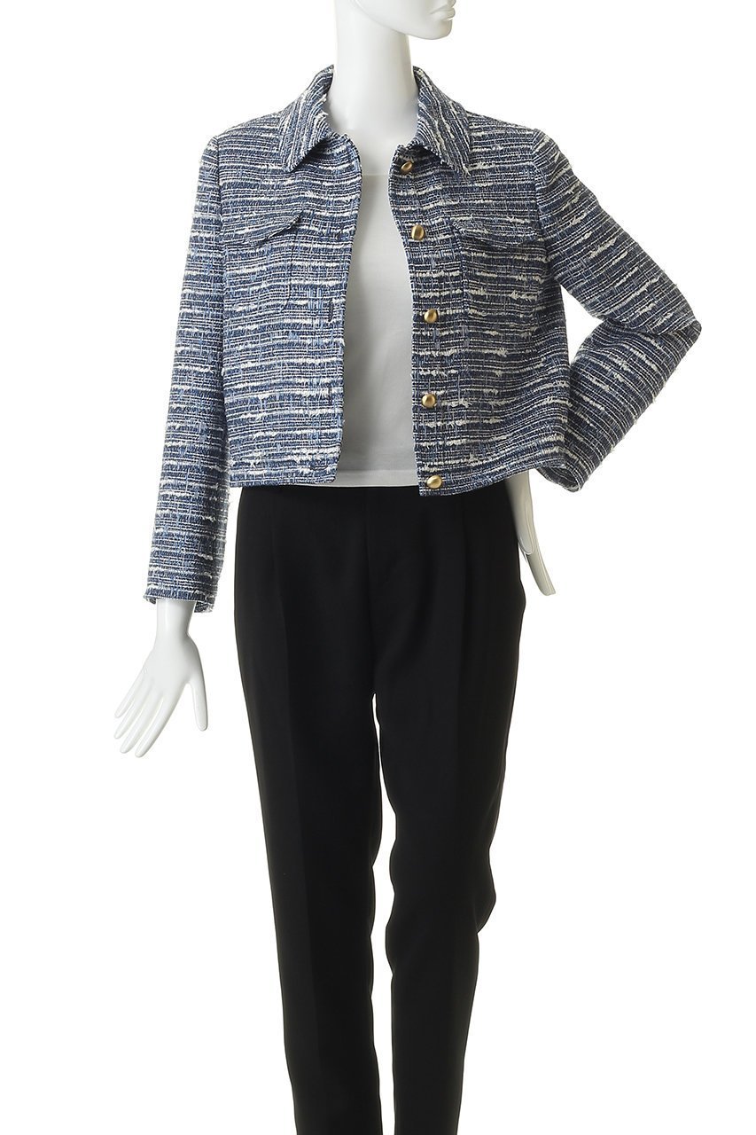 【ジェイドット/j.】のファンシーツイード 衿付きジャケット 人気、トレンドファッション・服の通販 founy(ファニー) 　ファッション　Fashion　レディースファッション　Fashion for Women　アウター　Coat / Outerwear Collection　レディースジャケット・軽アウター　Jackets　イタリア　Italy　エレガント 上品　Elegant　ジャケット　Jacket, Outerwear　ツイード　Twill, Twill Weave　デニム　Denim, Jeans Material　メタル　Metal, Metal Parts　other-8|ID: prp329100004910570 ipo3291000000036793153