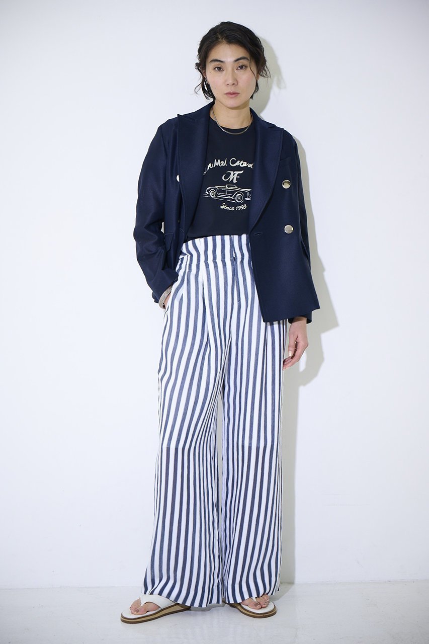 【エムフィル/M Fil】のリゾートストライプ ハイウエストシャーリングパンツ 人気、トレンドファッション・服の通販 founy(ファニー) 　ファッション　Fashion　レディースファッション　Fashion for Women　パンツ　Pants & Trousers　シアー　Sheer, See-Through　シャーリング　Shirring, Ruched　シンプル　Simple, Minimal　ストライプ　Stripe, Striped Pattern　リゾート　Resort, Vacation Style　エレガント 上品　Elegant　other-7|ID: prp329100004910594 ipo3291000000036793376