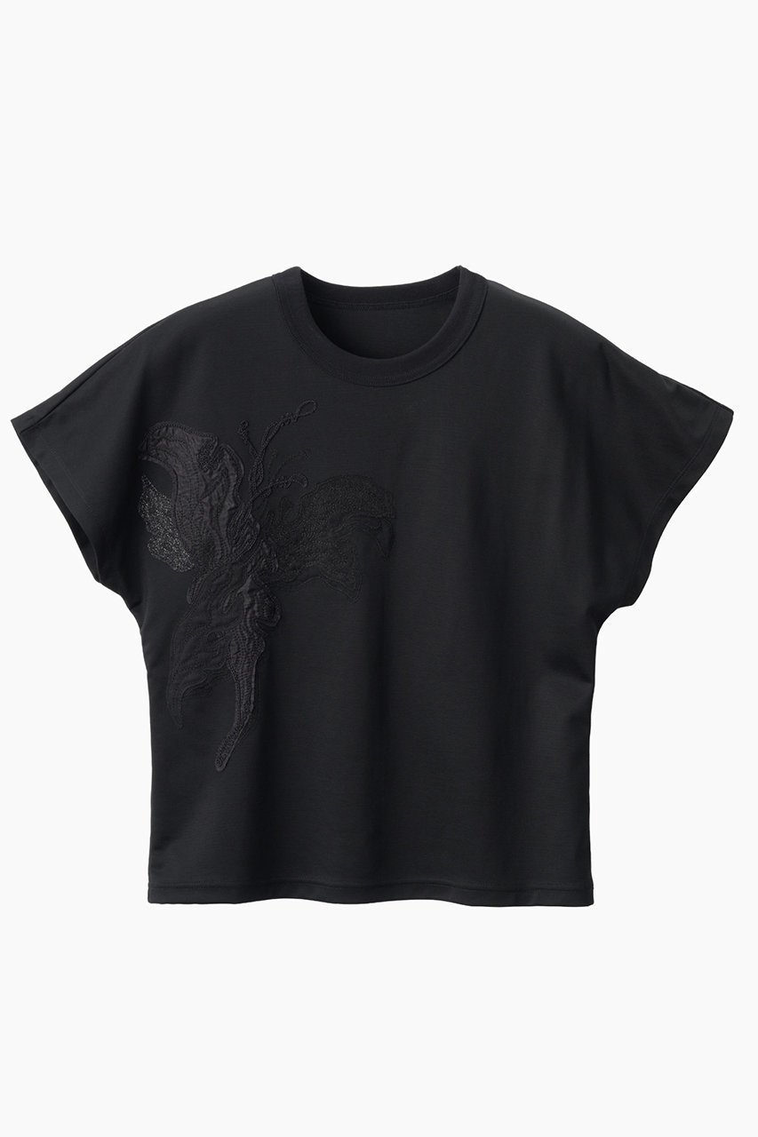 【ミューラル/MURRAL】のFlutter patchwork エンブロイダード トップス インテリア・キッズ・メンズ・レディースファッション・服の通販 founy(ファニー) ファッション Fashion レディースファッション Fashion for Women トップス・カットソー Cut & Sew Tops シャツ・ブラウス・オフィスカジュアル Elegant Blouses & Button-Ups ロングTシャツ・Tシャツ Longline T-Shirts & Tees カットソー・ベーシックTシャツ Cut-and-Sewn Tops / Stretch Tees & Basics オーガンジー Organza Fabric シアー Sheer, See-Through ショート Short, Short Length スリーブ Sleeve, Long Sleeve / Short Sleeve チュール Tulip, Tulip Motif パッチワーク Patchwork, Mixed Fabric ブラック|ID: prp329100004910618 ipo3291000000036793582