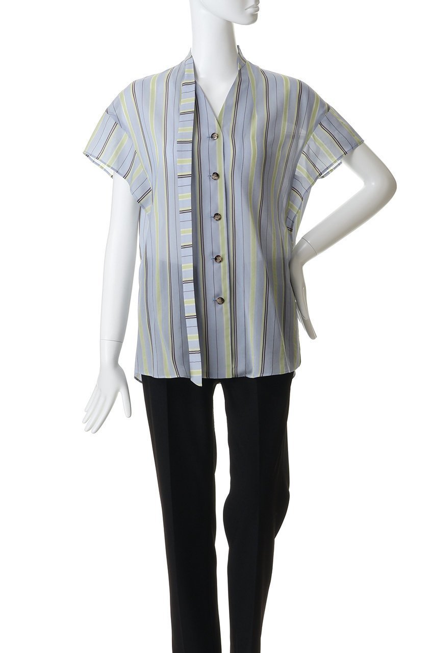 【スタニングルアー/STUNNING LURE】の【Waltz】ストライプアシンメトリーカラーシャツ 人気、トレンドファッション・服の通販 founy(ファニー) 　ファッション　Fashion　レディースファッション　Fashion for Women　トップス・カットソー　Cut & Sew Tops　シャツ・ブラウス・オフィスカジュアル　Elegant Blouses & Button-Ups　アシンメトリー　Asymmetrical Style　インナー　Innerwear　ショルダー　Shoulder, Shoulder Strap　ジャケット　Jacket, Outerwear　ストライプ　Stripe, Striped Pattern　スリーブ　Sleeve, Long Sleeve / Short Sleeve　ドロップ　Drop Shoulder, Dropped Style　バランス　Balance, Style Balance　ヘムライン　Hemline, Bottom Cut　モダン　Modern, Contemporary　ラウンド　Round, Round Neck　ロング　Long, Long-Length　ワッシャー　Washer, Crinkled Finish　夏　Summer　春　Spring　S/S・春夏　SS, Spring/Summer, Warm Season　other-2|ID: prp329100004910626 ipo3291000000036793658