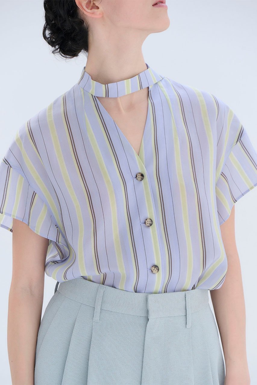 【スタニングルアー/STUNNING LURE】の【Waltz】ストライプアシンメトリーカラーシャツ 人気、トレンドファッション・服の通販 founy(ファニー) 　ファッション　Fashion　レディースファッション　Fashion for Women　トップス・カットソー　Cut & Sew Tops　シャツ・ブラウス・オフィスカジュアル　Elegant Blouses & Button-Ups　アシンメトリー　Asymmetrical Style　インナー　Innerwear　ショルダー　Shoulder, Shoulder Strap　ジャケット　Jacket, Outerwear　ストライプ　Stripe, Striped Pattern　スリーブ　Sleeve, Long Sleeve / Short Sleeve　ドロップ　Drop Shoulder, Dropped Style　バランス　Balance, Style Balance　ヘムライン　Hemline, Bottom Cut　モダン　Modern, Contemporary　ラウンド　Round, Round Neck　ロング　Long, Long-Length　ワッシャー　Washer, Crinkled Finish　夏　Summer　春　Spring　S/S・春夏　SS, Spring/Summer, Warm Season　other-6|ID: prp329100004910626 ipo3291000000036793662