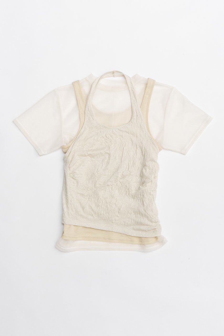 【プランク プロジェクト/PRANK PROJECT】のトリプルレイヤードホルタートップ / Triple Layered Halter Top インテリア・キッズ・メンズ・レディースファッション・服の通販 founy(ファニー) ファッション Fashion レディースファッション Fashion for Women トップス・カットソー Cut & Sew Tops キャミソール&ノースリーブ Camisoles & Sleeveless Tops シャツ・ブラウス・オフィスカジュアル Elegant Blouses & Button-Ups ロングTシャツ・Tシャツ Longline T-Shirts & Tees カットソー・ベーシックTシャツ Cut-and-Sewn Tops / Stretch Tees & Basics キャミソール Camisole, Spaghetti Strap Top シアー Sheer, See-Through タンク Tank Top, Sleeveless Top タンブラー Tumbler, Travel Mug プリーツ Pleats, Pleated ワッシャー Washer, Crinkled Finish エレガント 上品 Elegant WHT(ホワイト)|ID: prp329100004910641 ipo3291000000036793867
