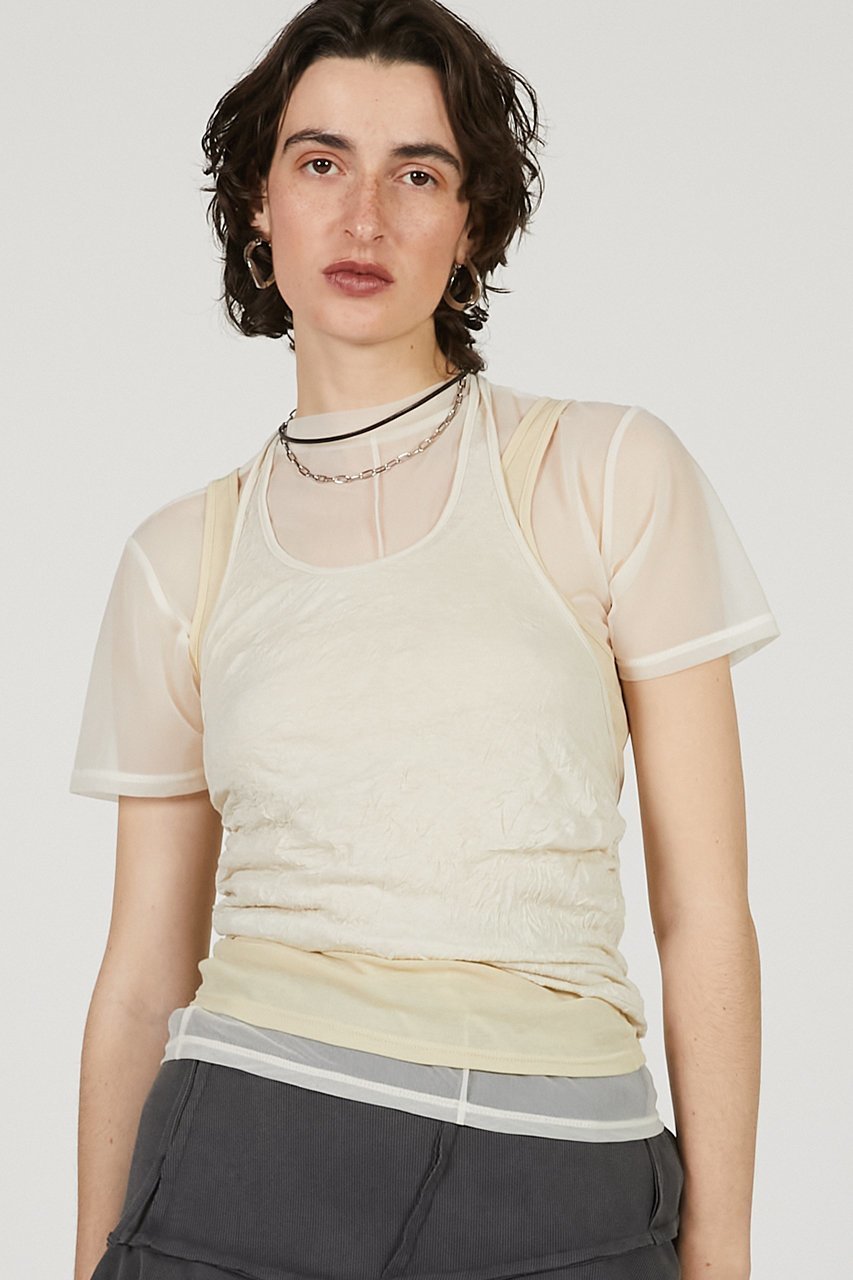 【プランク プロジェクト/PRANK PROJECT】のトリプルレイヤードホルタートップ / Triple Layered Halter Top 人気、トレンドファッション・服の通販 founy(ファニー) ファッション Fashion レディースファッション Fashion for Women トップス・カットソー Cut & Sew Tops キャミソール&ノースリーブ Camisoles & Sleeveless Tops シャツ・ブラウス・オフィスカジュアル Elegant Blouses & Button-Ups ロングTシャツ・Tシャツ Longline T-Shirts & Tees カットソー・ベーシックTシャツ Cut-and-Sewn Tops / Stretch Tees & Basics キャミソール Camisole, Spaghetti Strap Top シアー Sheer, See-Through タンク Tank Top, Sleeveless Top タンブラー Tumbler, Travel Mug プリーツ Pleats, Pleated ワッシャー Washer, Crinkled Finish エレガント 上品 Elegant other-8|ID: prp329100004910641 ipo3291000000036793874