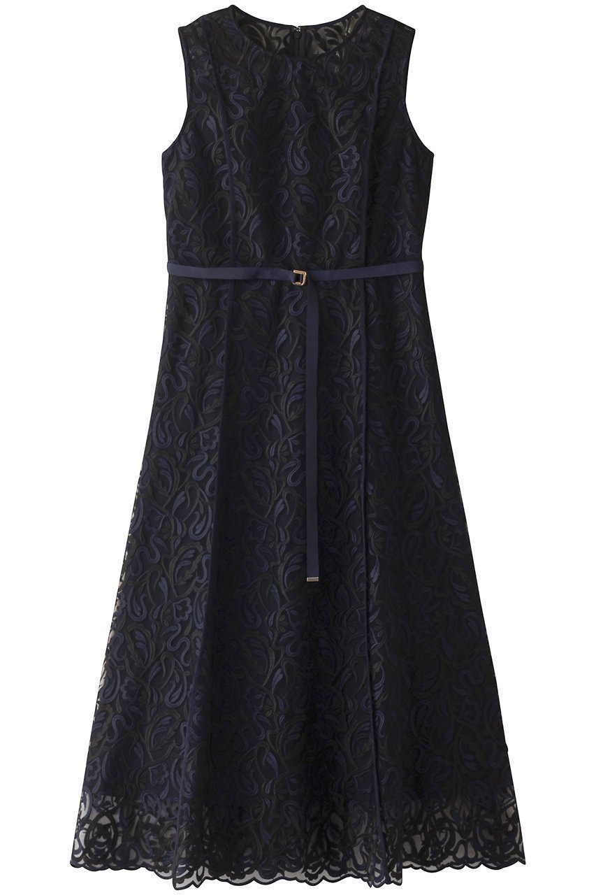 【アナイ/ANAYI】のリーフエンブロイダリーフレアワンピース インテリア・キッズ・メンズ・レディースファッション・服の通販 founy(ファニー) 　ファッション　Fashion　レディースファッション　Fashion for Women　ワンピース　Dresses　チュニック　Tunic Tops & Dresses　エレガント 上品　Elegant　チュニック　Tunic, Long Top　フレア　Flare, Flared　ロング　Long, Long-Length　ネイビー|ID: prp329100004910760 ipo3291000000036795250