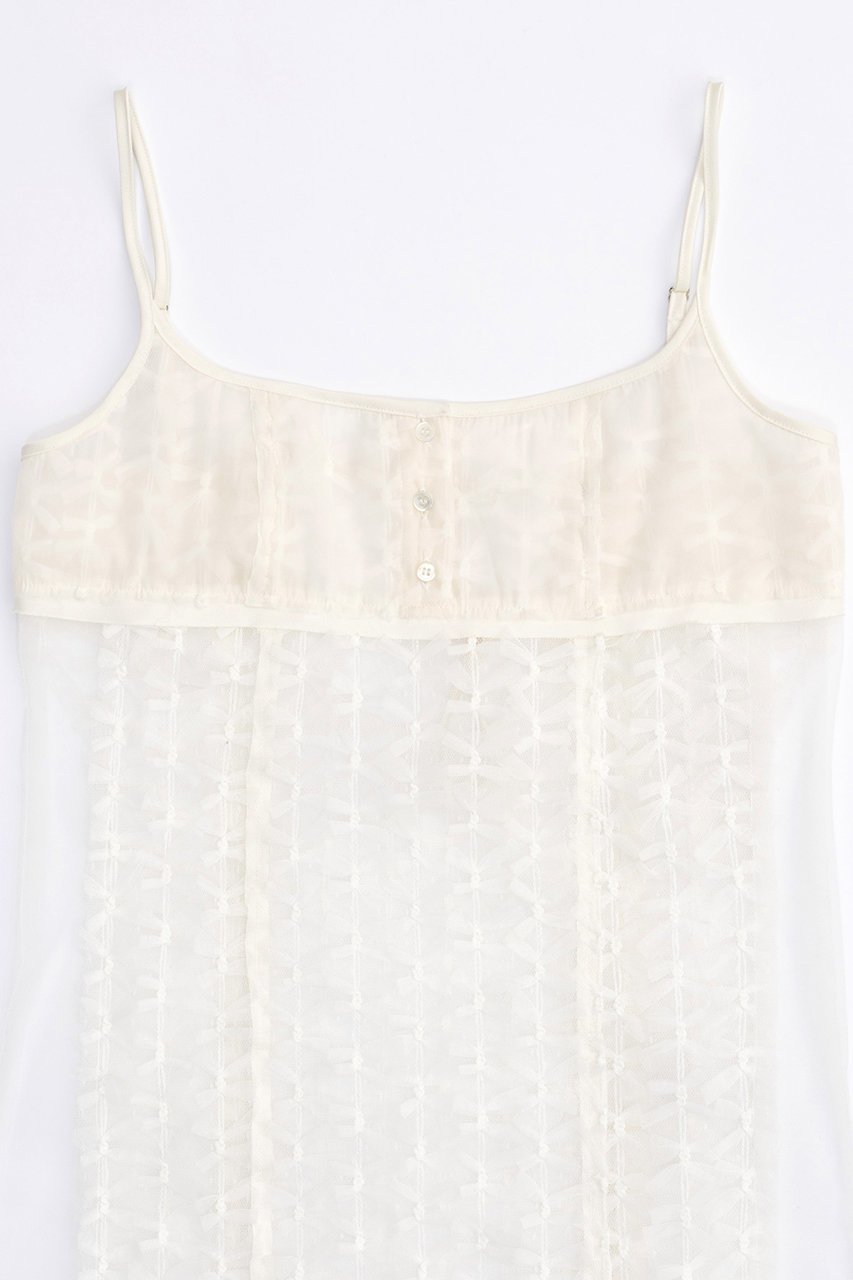 【メゾンスペシャル/MAISON SPECIAL】のTulle Ribbon Camisole Dress/チュールリボンキャミワンピース 人気、トレンドファッション・服の通販 founy(ファニー) 　ファッション　Fashion　レディースファッション　Fashion for Women　ワンピース　Dresses　フォーマル・パーティードレス・結婚式用ドレス　Elegant & Casual Dresses　キャミソールワンピース　Camisole Dresses　チュニック　Tunic Tops & Dresses　おすすめ　Recommended / Our Picks　チュニック　Tunic, Long Top　チュール　Tulip, Tulip Motif　トレンド　Trend, Trending Now　ドッキング　Docking, Mixed Material　ロング　Long, Long-Length　無地　Plain, Solid Color　other-7|ID: prp329100004910775 ipo3291000000036795447