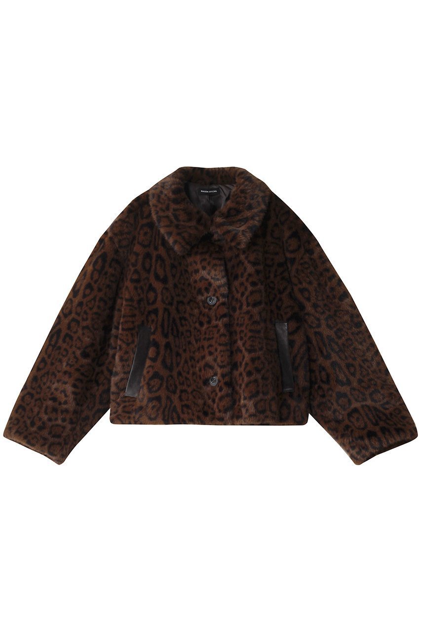 【メゾンスペシャル/MAISON SPECIAL】のFaux Fur Leopard Coat/フェイクファーレオパードコート インテリア・キッズ・メンズ・レディースファッション・服の通販 founy(ファニー) 　ファッション　Fashion　レディースファッション　Fashion for Women　アウター　Coat / Outerwear Collection　コート・ロングコート・ピーコート　Long Coats, Peacoats & More　インナー　Innerwear　ショート　Short, Short Length　バランス　Balance, Style Balance　フェイクファー　Faux Fur, Imitation Fur　フェイクレザー　Faux Leather, PU Leather　ポケット　Pocket, Pocket Detail　モチーフ　Motif, Design Theme　リラックス　Relax, Relaxed Fit　レオパード　Leopard, Animal Print　BRN(ブラウン)|ID: prp329100004910847 ipo3291000000036796387
