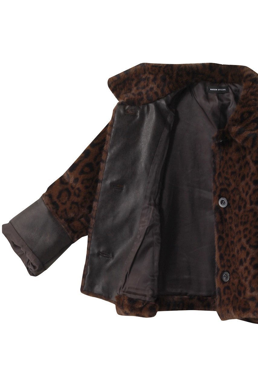 【メゾンスペシャル/MAISON SPECIAL】のFaux Fur Leopard Coat/フェイクファーレオパードコート 人気、トレンドファッション・服の通販 founy(ファニー) 　ファッション　Fashion　レディースファッション　Fashion for Women　アウター　Coat / Outerwear Collection　コート・ロングコート・ピーコート　Long Coats, Peacoats & More　インナー　Innerwear　ショート　Short, Short Length　バランス　Balance, Style Balance　フェイクファー　Faux Fur, Imitation Fur　フェイクレザー　Faux Leather, PU Leather　ポケット　Pocket, Pocket Detail　モチーフ　Motif, Design Theme　リラックス　Relax, Relaxed Fit　レオパード　Leopard, Animal Print　other-6|ID: prp329100004910847 ipo3291000000036796394