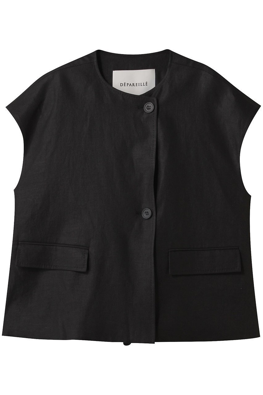 【デパリエ/DEPAREILLE】のリネンツイルポンチョジレ インテリア・キッズ・メンズ・レディースファッション・服の通販 founy(ファニー) 　ファッション　Fashion　レディースファッション　Fashion for Women　アウター　Coat / Outerwear Collection　レディースジャケット・軽アウター　Jackets　ポンチョ・ケープコート　Ponchos & Capes　シンプル　Simple, Minimal　ジャケット　Jacket, Outerwear　ドレープ　Drape, Draping Fabric　フロント　Front, Front Design　ベスト　Vest, Waistcoat　ポンチョ　Poncho, Cape Style　エレガント 上品　Elegant　ブラック|ID: prp329100004910886 ipo3291000000036796784