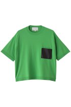 【ベイジ,/BEIGE,】のNADIA(ナディア)/レザーポケット付き半袖ニットTシャツ(ウォッシャブル) Green|ID: prp329100004910948 ipo3291000000036797908