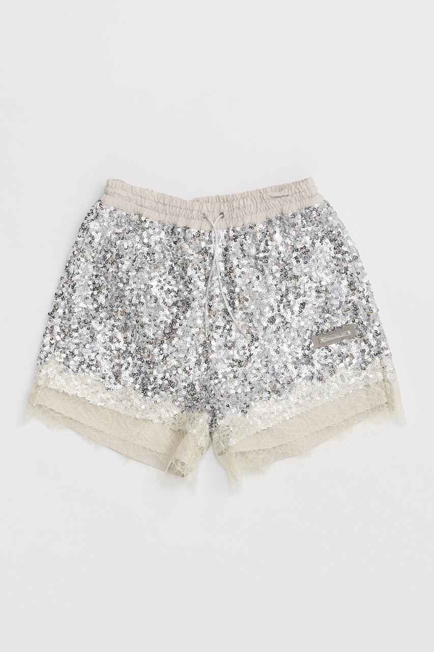 【プランク プロジェクト/PRANK PROJECT】のスパンコールレースショートパンツ / Spangle Lace Short Pants インテリア・キッズ・メンズ・レディースファッション・服の通販 founy(ファニー) ファッション Fashion レディースファッション Fashion for Women パンツ Pants & Trousers ショートパンツ・ハーフパンツ High-Waisted & Relaxed Shorts コンビ Combo, Combination Style ショート Short, Short Length スカラップ Scallop, Scalloped Edge スパンコール Sequins, Sequin Embellishment ランダム Random, Irregular レース Lace, Lace Fabric SLV(シルバー)|ID: prp329100004910981 ipo3291000000036798512