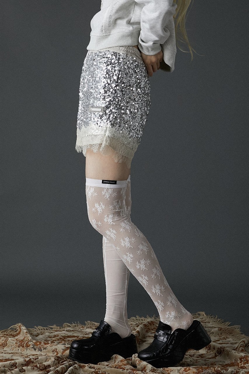 【プランク プロジェクト/PRANK PROJECT】のスパンコールレースショートパンツ / Spangle Lace Short Pants 人気、トレンドファッション・服の通販 founy(ファニー) ファッション Fashion レディースファッション Fashion for Women パンツ Pants & Trousers ショートパンツ・ハーフパンツ High-Waisted & Relaxed Shorts コンビ Combo, Combination Style ショート Short, Short Length スカラップ Scallop, Scalloped Edge スパンコール Sequins, Sequin Embellishment ランダム Random, Irregular レース Lace, Lace Fabric other-7|ID: prp329100004910981 ipo3291000000036798524