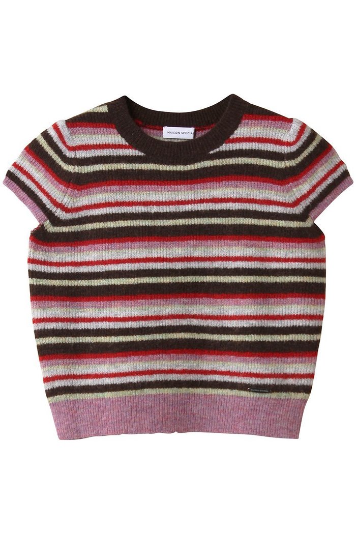 【メゾンスペシャル/MAISON SPECIAL】のMulti Border Cap Sleeve Knit Tops/マルチボーダーキャップスリーブニットトップス インテリア・キッズ・メンズ・レディースファッション・服の通販 founy(ファニー) https://founy.com/ ファッション Fashion レディースファッション Fashion for Women トップス・カットソー Cut & Sew Tops ニット Knit Tops & Sweaters カジュアルプルオーバー・ニットトップス Pullovers & Knit Tops / Casual Pullovers キャップ Cap, Baseball Cap コンパクト Compact, Small Size スリーブ Sleeve, Long Sleeve / Short Sleeve バランス Balance, Style Balance パターン Pattern, Design Print ベーシック Basic, Essential ボーダー Border, Stripe 畦 Ribbed Knit 秋 Autumn |ID: prp329100004911061 ipo3291000000036799808