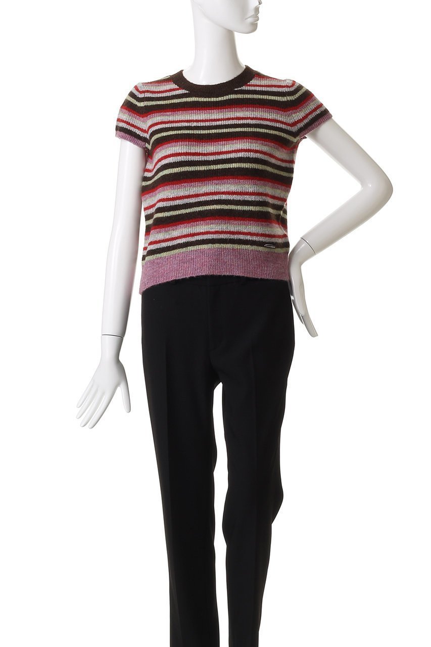 【メゾンスペシャル/MAISON SPECIAL】のMulti Border Cap Sleeve Knit Tops/マルチボーダーキャップスリーブニットトップス 人気、トレンドファッション・服の通販 founy(ファニー) 　ファッション　Fashion　レディースファッション　Fashion for Women　トップス・カットソー　Cut & Sew Tops　ニット　Knit Tops & Sweaters　カジュアルプルオーバー・ニットトップス　Pullovers & Knit Tops / Casual Pullovers　キャップ　Cap, Baseball Cap　コンパクト　Compact, Small Size　スリーブ　Sleeve, Long Sleeve / Short Sleeve　バランス　Balance, Style Balance　パターン　Pattern, Design Print　ベーシック　Basic, Essential　ボーダー　Border, Stripe　畦　Ribbed Knit　秋　Autumn　other-2|ID: prp329100004911061 ipo3291000000036799812