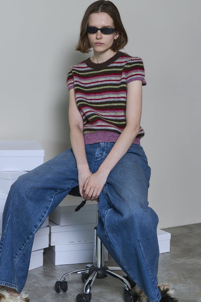 【メゾンスペシャル/MAISON SPECIAL】のMulti Border Cap Sleeve Knit Tops/マルチボーダーキャップスリーブニットトップス 人気、トレンドファッション・服の通販 founy(ファニー) 　ファッション　Fashion　レディースファッション　Fashion for Women　トップス・カットソー　Cut & Sew Tops　ニット　Knit Tops & Sweaters　カジュアルプルオーバー・ニットトップス　Pullovers & Knit Tops / Casual Pullovers　キャップ　Cap, Baseball Cap　コンパクト　Compact, Small Size　スリーブ　Sleeve, Long Sleeve / Short Sleeve　バランス　Balance, Style Balance　パターン　Pattern, Design Print　ベーシック　Basic, Essential　ボーダー　Border, Stripe　畦　Ribbed Knit　秋　Autumn　other-6|ID: prp329100004911061 ipo3291000000036799820