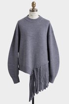 【ヒューエルミュージアム/hueLe Museum】の【hLM】フリンジニット 人気、トレンドファッション・服の通販 founy(ファニー) ファッション Fashion レディースファッション Fashion for Women トップス・カットソー Cut & Sew Tops ニット Knit Tops & Sweaters カジュアルプルオーバー・ニットトップス Pullovers & Knit Tops / Casual Pullovers アシンメトリー Asymmetrical Style イタリア Italy スウェット / スエット Sweatshirt, Sweatwear フリンジ Fringe, Tassel thumbnail グレー|ID: prp329100004911078 ipo3291000000036800082