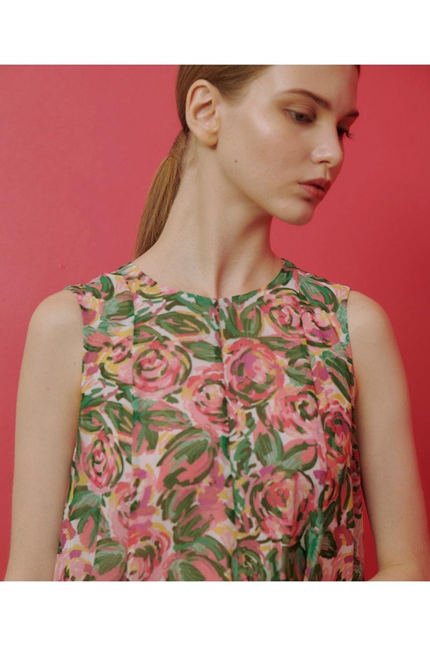 【アルアバイル/allureville】の【LOULOU WILLOUGHBY】SPRINTEXフラワープリントノースリワンピース 人気、トレンドファッション・服の通販 founy(ファニー) 　ファッション　Fashion　レディースファッション　Fashion for Women　ワンピース　Dresses　チュニック　Tunic Tops & Dresses　イタリア　Italy　シフォン　Chiffon, Lightweight Fabric　ジョーゼット　Georgette, Semi-Sheer Fabric　チュニック　Tunic, Long Top　トレンド　Trend, Trending Now　フラワー　Flower, Floral　モチーフ　Motif, Design Theme　other-7|ID: prp329100004911127 ipo3291000000036800642