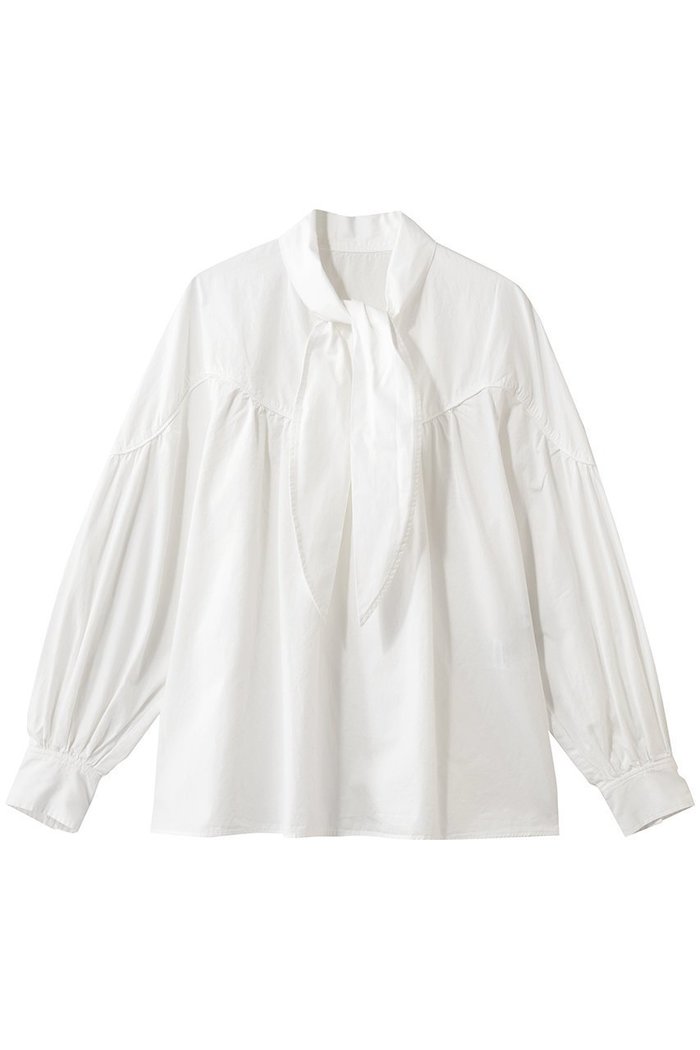 【ミュベール/MUVEIL】のボータイチュニックブラウス インテリア・キッズ・メンズ・レディースファッション・服の通販 founy(ファウニー) https://founy.com/ ファッション Fashion レディースファッション Fashion for Women トップス・カットソー Cut & Sew Tops シャツ・ブラウス・オフィスカジュアル Elegant Blouses & Button-Ups エレガント 上品 Elegant シンプル Simple, Minimal スリーブ Sleeve, Long Sleeve / Short Sleeve ダンガリー Dungaree, Chambray チュニック Tunic, Long Top バルーン Balloon, Balloon Silhouette ロング Long, Long-Length |ID: prp329100004911508 ipo3291000000036804973