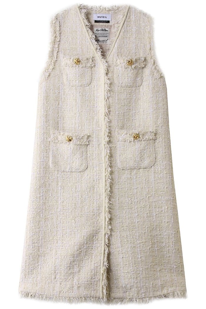 【ミュベール/MUVEIL】のツイードジレワンピース インテリア・キッズ・メンズ・レディースファッション・服の通販 founy(ファニー) https://founy.com/ ファッション Fashion レディースファッション Fashion for Women アウター Coat / Outerwear Collection ワンピース Dresses チュニック Tunic Tops & Dresses クラシック Classic, Timeless Style チュニック Tunic, Long Top ツイード Twill, Twill Weave フリンジ Fringe, Tassel ベスト Vest, Waistcoat ベロア Velour, Soft Velvet ロング Long, Long-Length |ID: prp329100004911542 ipo3291000000036805307