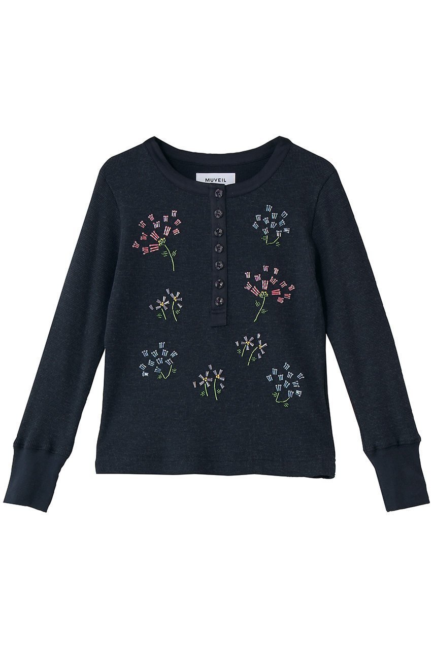 【ミュベール/MUVEIL】のフラワービーズ刺しゅうサーマルカットソー 人気、トレンドファッション・服の通販 founy(ファニー) ファッション Fashion レディースファッション Fashion for Women トップス・カットソー Cut & Sew Tops シャツ・ブラウス・オフィスカジュアル Elegant Blouses & Button-Ups ロングTシャツ・Tシャツ Longline T-Shirts & Tees カットソー・ベーシックTシャツ Cut-and-Sewn Tops / Stretch Tees & Basics エレガント 上品 Elegant カットソー Cut and Sewn Top サテン Satin, Glossy Fabric ストレッチ Stretch, Stretchy Fabric スリーブ Sleeve, Long Sleeve / Short Sleeve フラワー Flower, Floral ミリタリー Military, Army Style モチーフ Motif, Design Theme ロング Long, Long-Length ワッフル Waffle, Waffle Knit 冬 Winter / This Winter 夏 Summer other-1|ID: prp329100004911754 ipo3291000000036807244