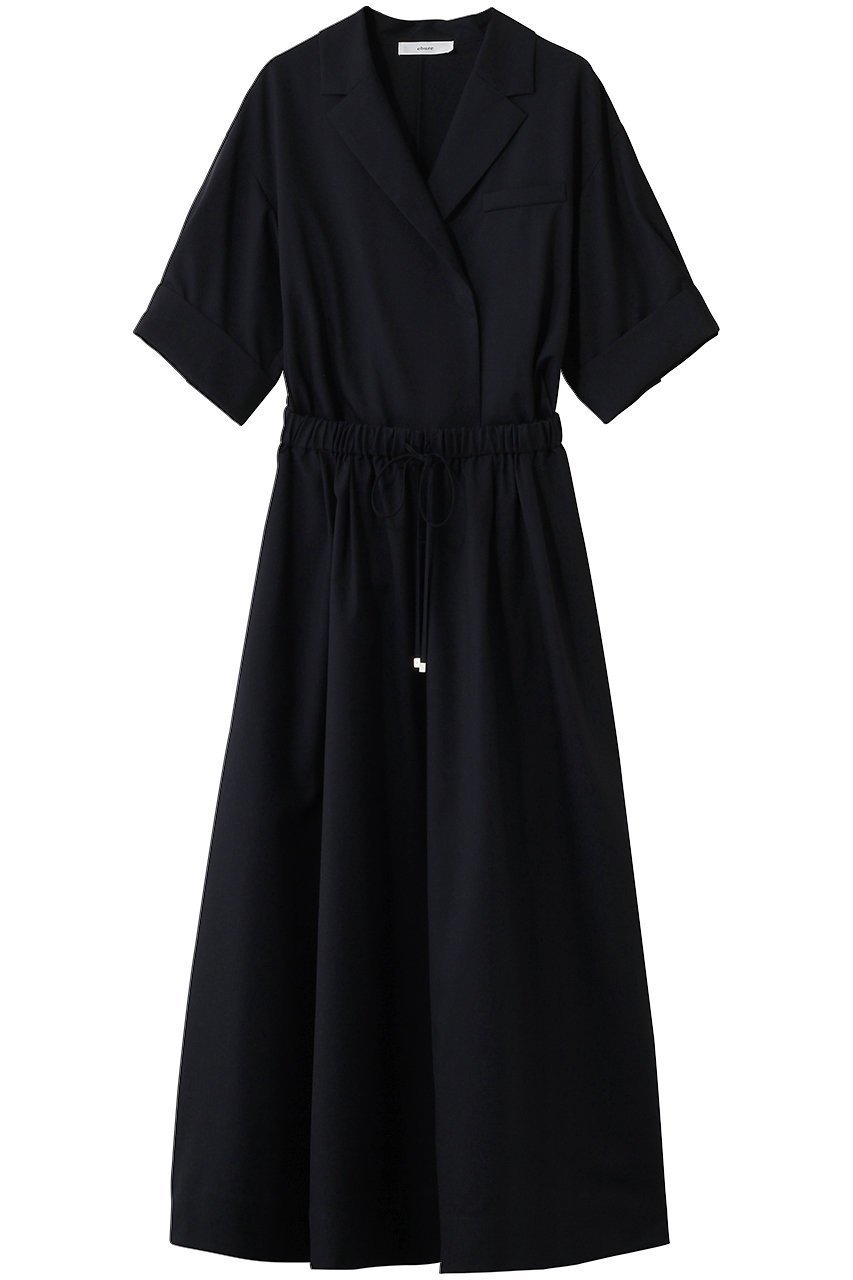 【エブール/ebure】のドライトロピカル テーラードカラーワンピース インテリア・キッズ・メンズ・レディースファッション・服の通販 founy(ファニー) 　ファッション　Fashion　レディースファッション　Fashion for Women　ワンピース　Dresses　チュニック　Tunic Tops & Dresses　カフス　Cuff Design　チュニック　Tunic, Long Top　テーラード　Tailored, Tailored Fit　ポケット　Pocket, Pocket Detail　ネイビー|ID: prp329100004911862 ipo3291000000036808208