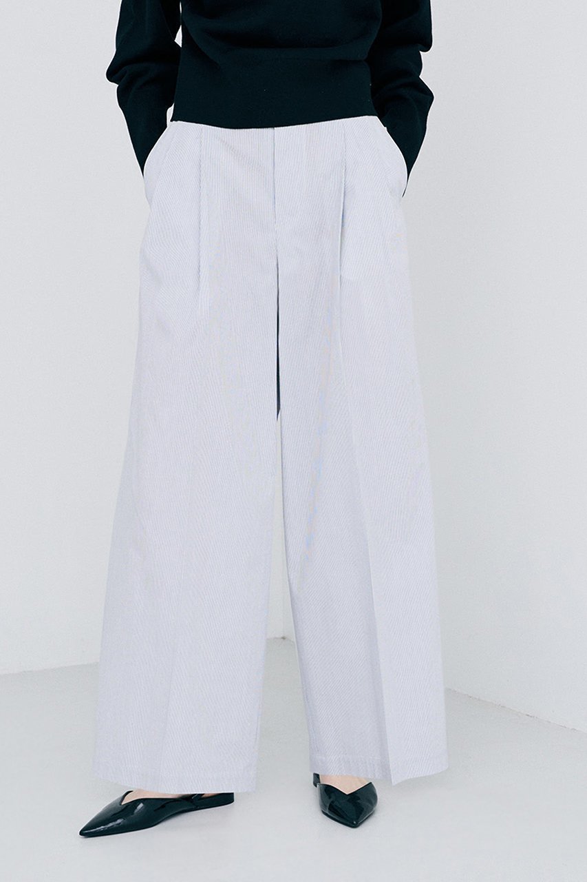 【アンクレイヴ/uncrave】のコットンクロスストライプ ワイドトラウザー 人気、トレンドファッション・服の通販 founy(ファニー) 　ファッション　Fashion　レディースファッション　Fashion for Women　パンツ　Pants & Trousers　ストライプ　Stripe, Striped Pattern　フロント　Front, Front Design　ベーシック　Basic, Essential　無地　Plain, Solid Color　other-7|ID: prp329100004911915 ipo3291000000036808613