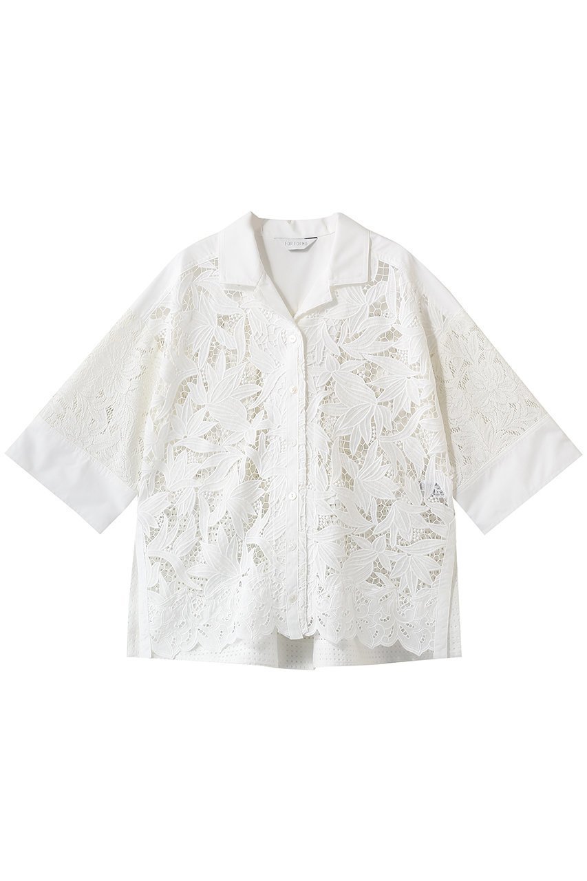 【フォルフォルモ/FORFORMO】のLace Shirt インテリア・キッズ・メンズ・レディースファッション・服の通販 founy(ファニー) ファッション Fashion レディースファッション Fashion for Women トップス・カットソー Cut & Sew Tops シャツ・ブラウス・オフィスカジュアル Elegant Blouses & Button-Ups ショート Short, Short Length スリーブ Sleeve, Long Sleeve / Short Sleeve マニッシュ Mannish, Boyish レース Lace, Lace Fabric ワイド Wide, Wide Fit 羽織 Haori, Light Jacket ホワイト|ID: prp329100004912006 ipo3291000000036809266