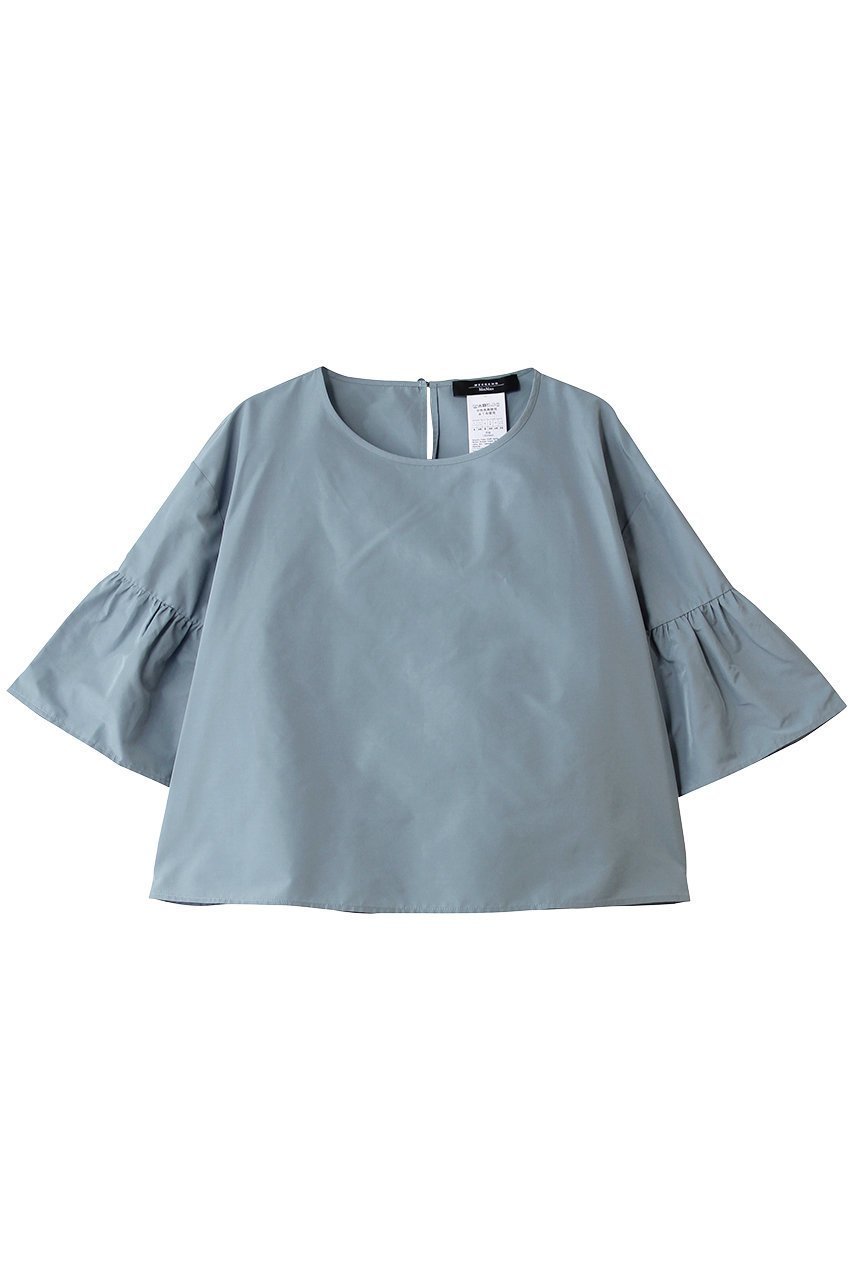 【マックスマーラ/Max Mara】の【Weekend Max Mara】BREAK タフタTシャツ インテリア・キッズ・メンズ・レディースファッション・服の通販 founy(ファニー) 　ファッション　Fashion　レディースファッション　Fashion for Women　トップス・カットソー　Cut & Sew Tops　シャツ・ブラウス・オフィスカジュアル　Elegant Blouses & Button-Ups　ロングTシャツ・Tシャツ　Longline T-Shirts & Tees　カットソー・ベーシックTシャツ　Cut-and-Sewn Tops / Stretch Tees & Basics　クロップド　Cropped, Short Length　ショート　Short, Short Length　スリーブ　Sleeve, Long Sleeve / Short Sleeve　タフタ　Taffeta, Structured Fabric　トレンド　Trend, Trending Now　フェミニン　Feminine, Girly　フレア　Flare, Flared　半袖　Short Sleeve, Half Sleeve　ライトブルー|ID: prp329100004912099 ipo3291000000036810058