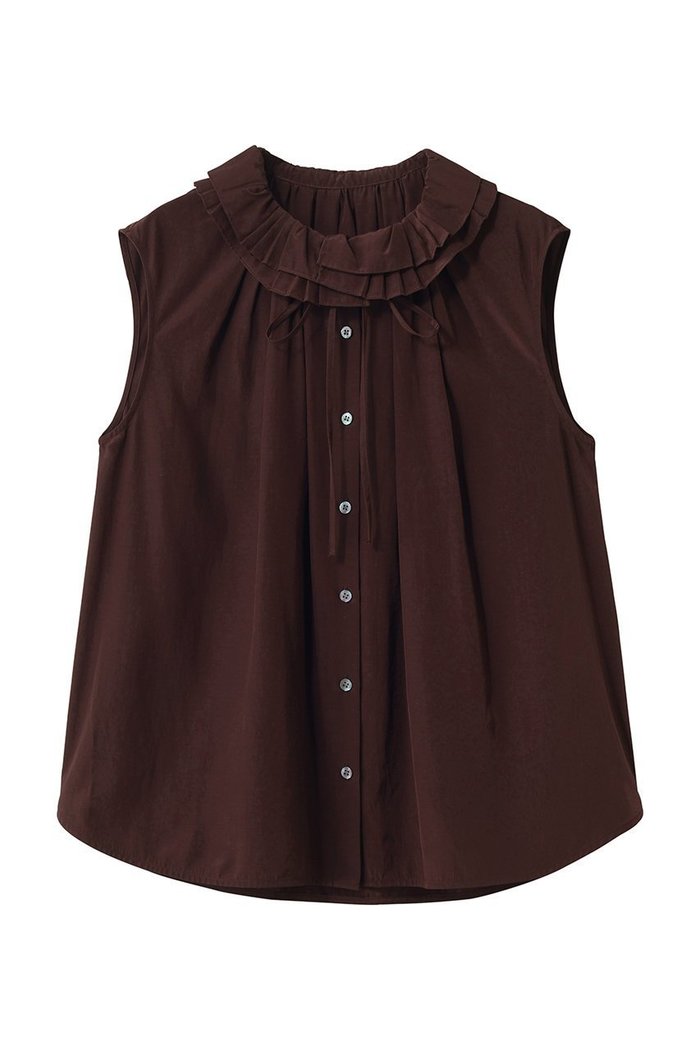 【ランバン オン ブルー/LANVIN en Bleu】のトリアセローンノースリフリルブラウス インテリア・キッズ・メンズ・レディースファッション・服の通販 founy(ファニー) https://founy.com/ ファッション Fashion レディースファッション Fashion for Women トップス・カットソー Cut & Sew Tops キャミソール&ノースリーブ Camisoles & Sleeveless Tops シャツ・ブラウス・オフィスカジュアル Elegant Blouses & Button-Ups ノースリーブ Sleeveless, No-Sleeve フリル Frill, Ruffle 新作・新入荷 New Arrivals / New In |ID: prp329100004912214 ipo3291000000036811066