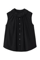 【ランバン オン ブルー/LANVIN en Bleu】のトリアセローンノースリフリルブラウス ブラック|ID:prp329100004912214