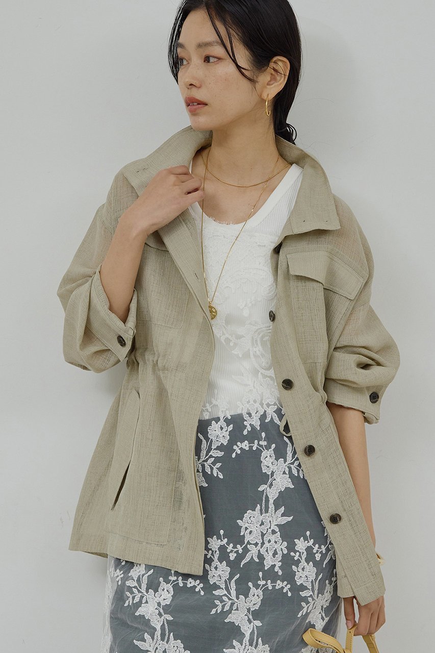 【ガリャルダガランテ/GALLARDAGALANTE】の【SACHIKOコラボ】シアーメッシュミリタリージャケット インテリア・キッズ・メンズ・レディースファッション・服の通販 founy(ファニー) 　ファッション　Fashion　レディースファッション　Fashion for Women　アウター　Coat / Outerwear Collection　レディースジャケット・軽アウター　Jackets　コラボ　Collaboration, Collab　シンプル　Simple, Minimal　ジャケット　Jacket, Outerwear　タートルネック　Turtleneck, High Neck　ハイネック　High Neck, Mock Neck　冬　Winter / This Winter　夏　Summer　新作・新入荷　New Arrivals / New In　春　Spring　S/S・春夏　SS, Spring/Summer, Warm Season　洗える　Machine Washable　羽織　Haori, Light Jacket　モスグリーン|ID: prp329100004912244 ipo3291000000036811306