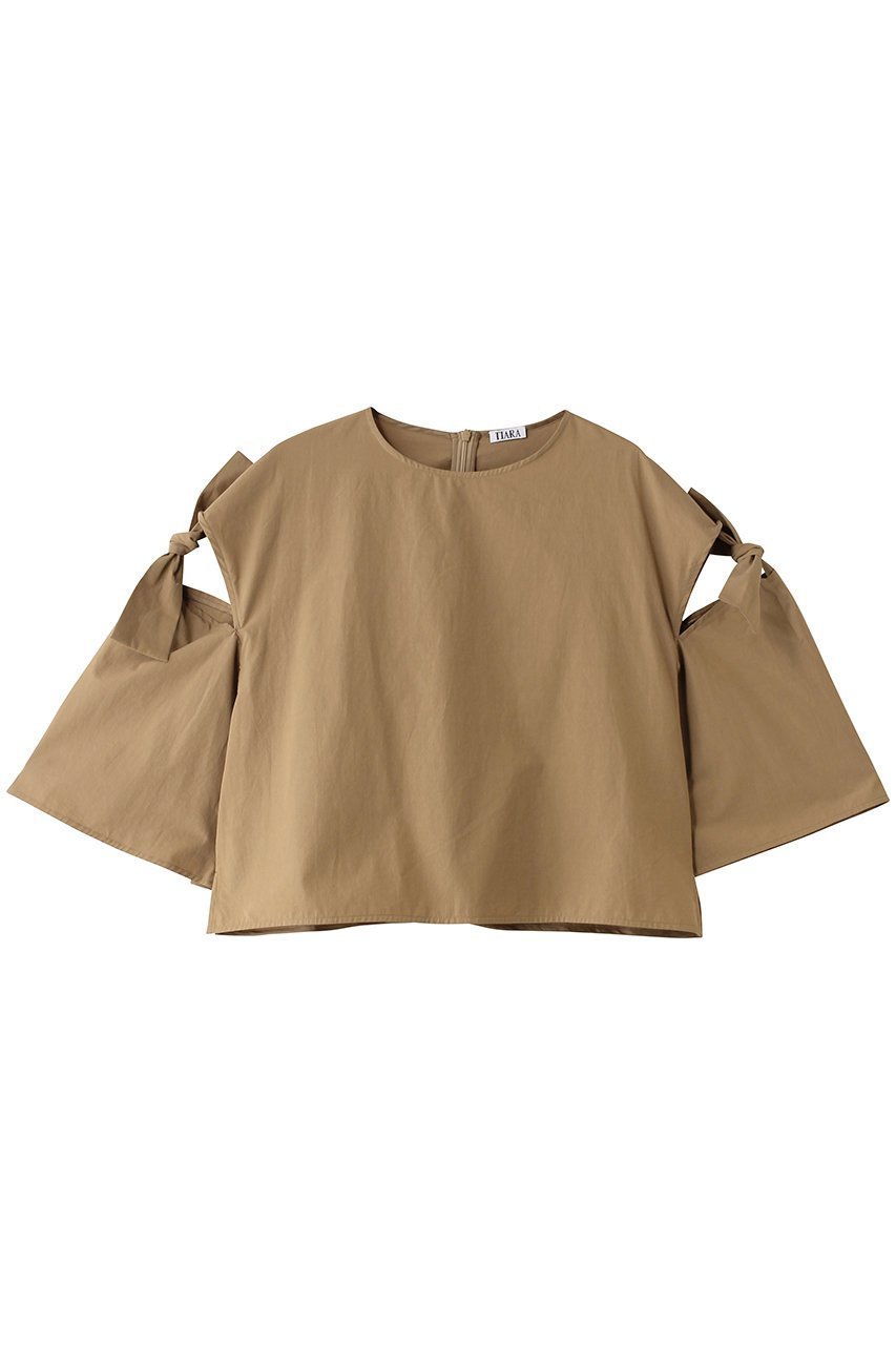 【ティアラ/Tiara】のリボントリミングブラウス インテリア・キッズ・メンズ・レディースファッション・服の通販 founy(ファニー) 　ファッション　Fashion　レディースファッション　Fashion for Women　トップス・カットソー　Cut & Sew Tops　シャツ・ブラウス・オフィスカジュアル　Elegant Blouses & Button-Ups　インド　Indian Textile　オーガニック　Organic Cotton　クロップド　Cropped, Short Length　ショート　Short, Short Length　スリット　Slit, Slit Detail　スリーブ　Sleeve, Long Sleeve / Short Sleeve　タイプライター　Typewriter Fabric, Crisp Cotton　トレンド　Trend, Trending Now　フレア　Flare, Flared　リボン　Ribbon, Bow　新作・新入荷　New Arrivals / New In　ベージュ|ID: prp329100004914063 ipo3291000000036824612