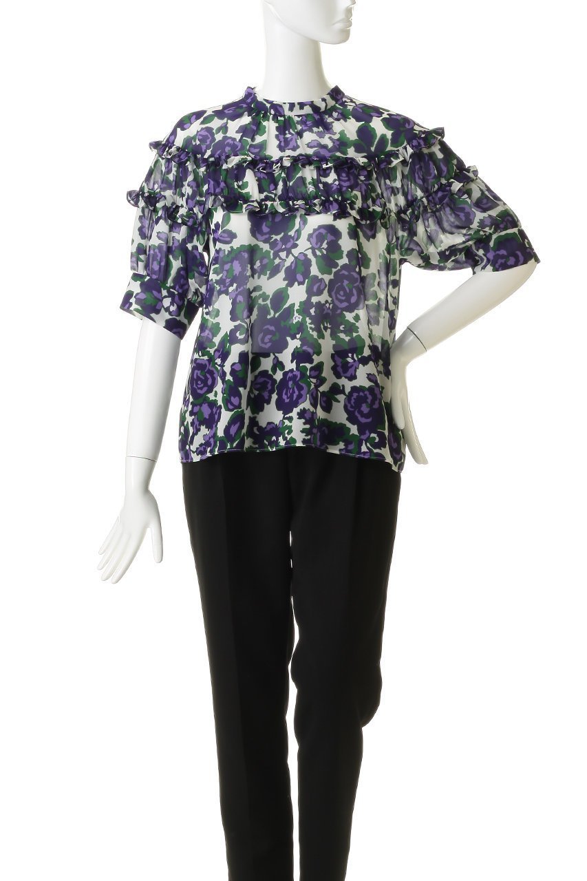 【ティアラ/Tiara】のオールドローズプリントヨークフリルブラウス 人気、トレンドファッション・服の通販 founy(ファニー) 　ファッション　Fashion　レディースファッション　Fashion for Women　トップス・カットソー　Cut & Sew Tops　シャツ・ブラウス・オフィスカジュアル　Elegant Blouses & Button-Ups　おすすめ　Recommended / Our Picks　エレガント 上品　Elegant　ギャザー　Gathered, Ruffled　ショート　Short, Short Length　シンプル　Simple, Minimal　スリーブ　Sleeve, Long Sleeve / Short Sleeve　パーティ　Party, Party Style　フリル　Frill, Ruffle　プリント　Print, Printed Pattern　リボン　Ribbon, Bow　ローズ　Rose, Rose Motif　新作・新入荷　New Arrivals / New In　other-2|ID: prp329100004914069 ipo3291000000036824664