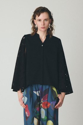 【ジュン オカモト/JUN OKAMOTO】のリバーレース ケープブラウス 大人の最旬トレンドファッション＆コーディネート founy(ファウニー) ファッション Fashion レディースファッション Fashion for Women トップス・カットソー Cut & Sew Tops シャツ・ブラウス・オフィスカジュアル Elegant Blouses & Button-Ups エレガント 上品 Elegant スリーブ Sleeve, Long Sleeve / Short Sleeve ブルゾン Blouson, Bomber Jacket レース Lace, Lace Fabric ロング Long, Long-Length 夏 Summer |ID:prp329100004914072
