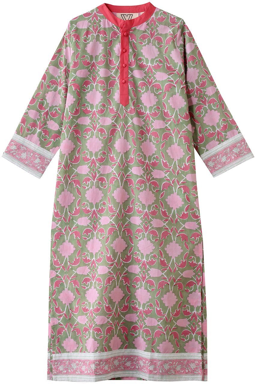 【エスゼット ブロックプリント/SZ Blockprints】のISLE FROCK LISBON IN CELERY スタンドカラーカバーアップワンピース インテリア・キッズ・メンズ・レディースファッション・服の通販 founy(ファニー) 　ファッション　Fashion　レディースファッション　Fashion for Women　ワンピース　Dresses　チュニック　Tunic Tops & Dresses　オリエンタル　Oriental Pattern　クラシック　Classic, Timeless Style　ストレート　Straight, Straight Cut　チュニック　Tunic, Long Top　ロング　Long, Long-Length　無地　Plain, Solid Color　ピンク|ID: prp329100004914132 ipo3291000000036827066