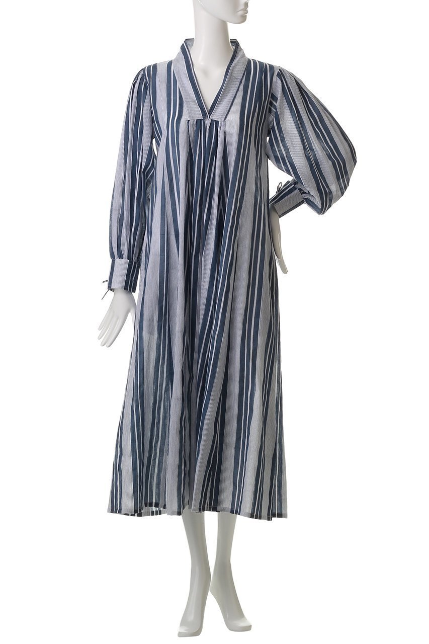 【エスゼット ブロックプリント/SZ Blockprints】のLEO DRESS SEASIDE STRIPE Vネックワンピース 人気、トレンドファッション・服の通販 founy(ファニー) 　ファッション　Fashion　レディースファッション　Fashion for Women　ワンピース　Dresses　フォーマル・パーティードレス・結婚式用ドレス　Elegant & Casual Dresses　チュニック　Tunic Tops & Dresses　ストライプ　Stripe, Striped Pattern　チュニック　Tunic, Long Top　フォルム　Silhouette, Form　リラックス　Relax, Relaxed Fit　今季　This Season, Current Season　other-2|ID: prp329100004914133 ipo3291000000036827076