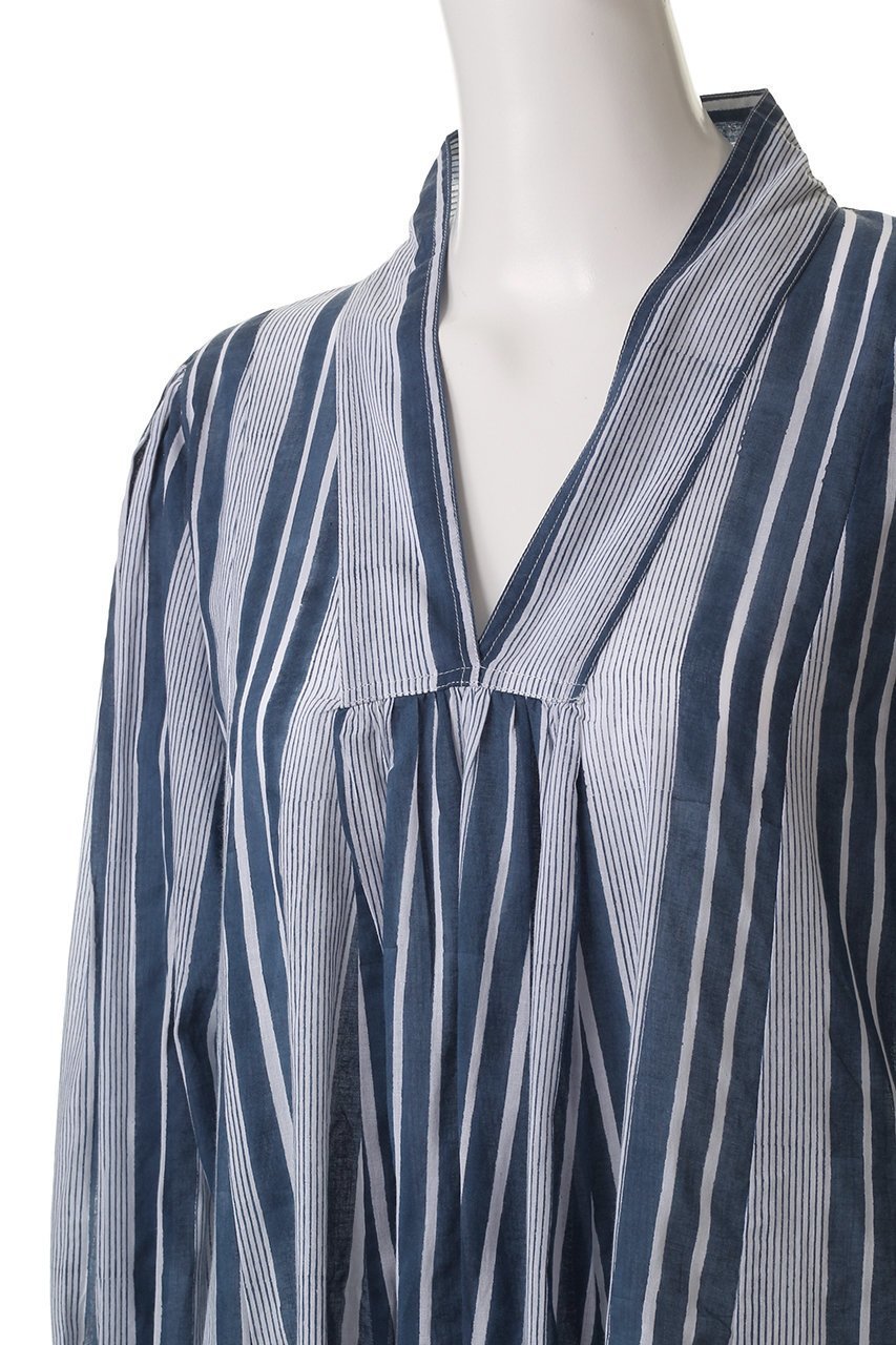 【エスゼット ブロックプリント/SZ Blockprints】のLEO DRESS SEASIDE STRIPE Vネックワンピース 人気、トレンドファッション・服の通販 founy(ファニー) 　ファッション　Fashion　レディースファッション　Fashion for Women　ワンピース　Dresses　フォーマル・パーティードレス・結婚式用ドレス　Elegant & Casual Dresses　チュニック　Tunic Tops & Dresses　ストライプ　Stripe, Striped Pattern　チュニック　Tunic, Long Top　フォルム　Silhouette, Form　リラックス　Relax, Relaxed Fit　今季　This Season, Current Season　other-5|ID: prp329100004914133 ipo3291000000036827079