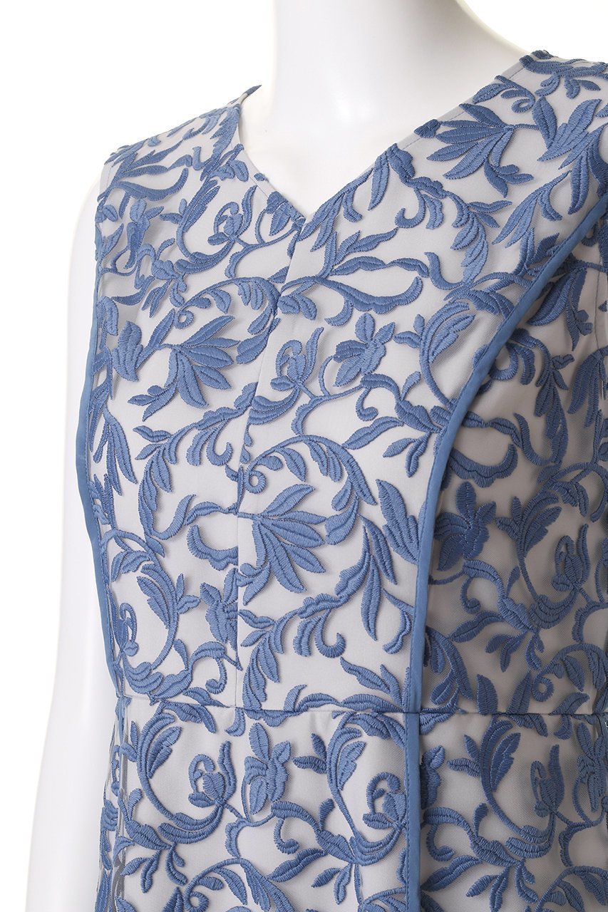 【アナイ/ANAYI】のリーフフラワーチュールVネック ワンピース 人気、トレンドファッション・服の通販 founy(ファニー) 　ファッション　Fashion　レディースファッション　Fashion for Women　ワンピース　Dresses　チュニック　Tunic Tops & Dresses　おすすめ　Recommended / Our Picks　エレガント 上品　Elegant　サテン　Satin, Glossy Fabric　ジャケット　Jacket, Outerwear　チュニック　Tunic, Long Top　チュール　Tulip, Tulip Motif　デコルテ　Décolleté, Neckline　ノースリーブ　Sleeveless, No-Sleeve　パイピング　Piping, Trim Design　フラワー　Flower, Floral　フレアースカート　Flared Skirt, A-Line Skirt　ボレロ　Bolero, Short Cardigan　モチーフ　Motif, Design Theme　リーフ　Leaf, Botanical Leaf　ロング　Long, Long-Length　other-5|ID: prp329100004914152 ipo3291000000036827241