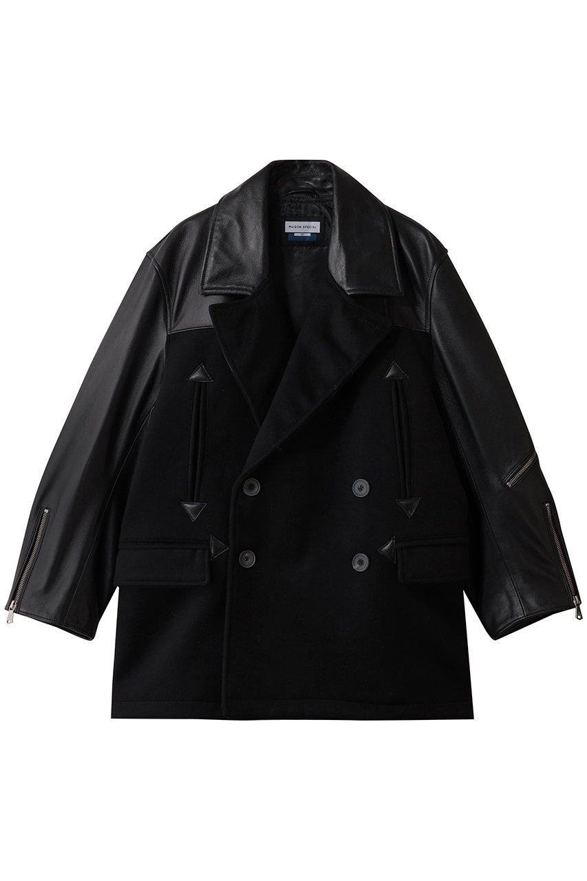 【メゾンスペシャル/MAISON SPECIAL】の【UNISEX】SHEEPレザーコンビPコート 人気、トレンドファッション・服の通販 founy(ファニー) 　ファッション　Fashion　レディースファッション　Fashion for Women　アウター　Coat / Outerwear Collection　コート・ロングコート・ピーコート　Long Coats, Peacoats & More　Pコート　Pea Coats　ユニセックス　Unisex, Genderless　クラシック　Classic, Timeless Style　コンビ　Combo, Combination Style　スタンド　Stand Collar, Upright Stand　バランス　Balance, Style Balance　ロング　Long, Long-Length　A/W・秋冬　Autumn/Winter　 other-1|ID: prp329100004914187 ipo3291000000036827718
