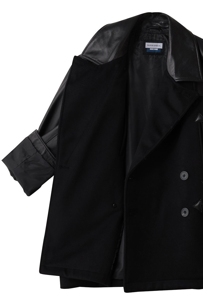 【メゾンスペシャル/MAISON SPECIAL】の【UNISEX】SHEEPレザーコンビPコート 人気、トレンドファッション・服の通販 founy(ファニー) 　ファッション　Fashion　レディースファッション　Fashion for Women　アウター　Coat / Outerwear Collection　コート・ロングコート・ピーコート　Long Coats, Peacoats & More　Pコート　Pea Coats　ユニセックス　Unisex, Genderless　クラシック　Classic, Timeless Style　コンビ　Combo, Combination Style　スタンド　Stand Collar, Upright Stand　バランス　Balance, Style Balance　ロング　Long, Long-Length　A/W・秋冬　Autumn/Winter　other-7|ID: prp329100004914187 ipo3291000000036827725