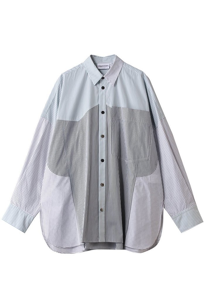 【ナゴンスタンス/nagonstans】のover shirt インテリア・キッズ・メンズ・レディースファッション・服の通販 founy(ファウニー) https://founy.com/ ファッション Fashion レディースファッション Fashion for Women トップス・カットソー Cut & Sew Tops シャツ・ブラウス・オフィスカジュアル Elegant Blouses & Button-Ups ストライプ Stripe, Striped Pattern スリーブ Sleeve, Long Sleeve / Short Sleeve ロング Long, Long-Length 切替 Switching, Contrast Panel |ID: prp329100004914192 ipo3291000000036827758