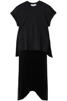【スリーワン フィリップリム/3.1 Phillip Lim】のショートスリーブ Tシャツ コンボドレス with プリーツスカート ブラック|ID: prp329100004914200 ipo3291000000036827819