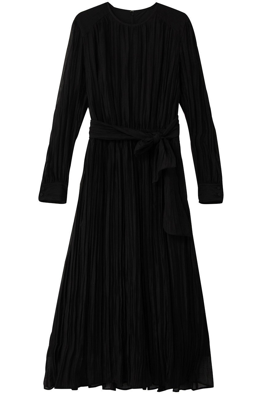 【デザイン ワークス/DESIGN WORKS】のオーガンジープリーツ加工ボウタイワンピース インテリア・キッズ・メンズ・レディースファッション・服の通販 founy(ファニー) ファッション Fashion レディースファッション Fashion for Women ワンピース Dresses チュニック Tunic Tops & Dresses オケージョン Occasion Wear オーガンジー Organza Fabric シンプル Simple, Minimal チュニック Tunic, Long Top フェミニン Feminine, Girly プリーツ Pleats, Pleated リラックス Relax, Relaxed Fit ロング Long, Long-Length エレガント 上品 Elegant ブラック|ID: prp329100004914217 ipo3291000000036827994