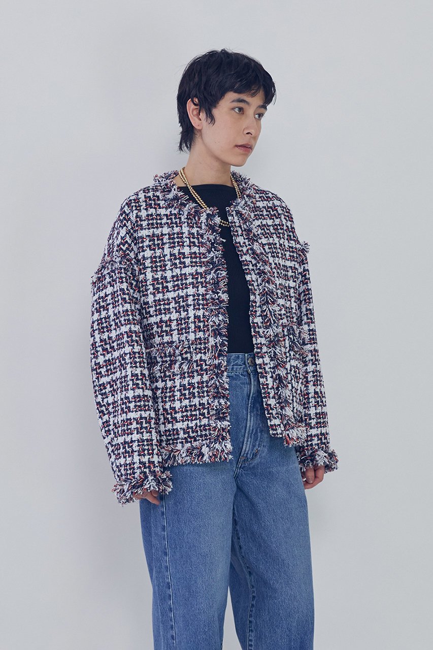 【プルミエ アロンディスモン/1er Arrondissement】のTORNIERフリンジツイードジャケット 人気、トレンドファッション・服の通販 founy(ファニー) 　ファッション　Fashion　レディースファッション　Fashion for Women　アウター　Coat / Outerwear Collection　レディースジャケット・軽アウター　Jackets　ジャケット　Jacket, Outerwear　ツイード　Twill, Twill Weave　デニム　Denim, Jeans Material　フリンジ　Fringe, Tassel　エレガント 上品　Elegant　other-7|ID: prp329100004914230 ipo3291000000036828127